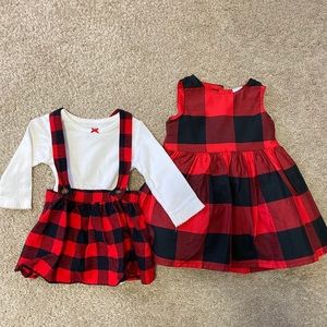 Carters buffalo plaid bundle, size 6 months